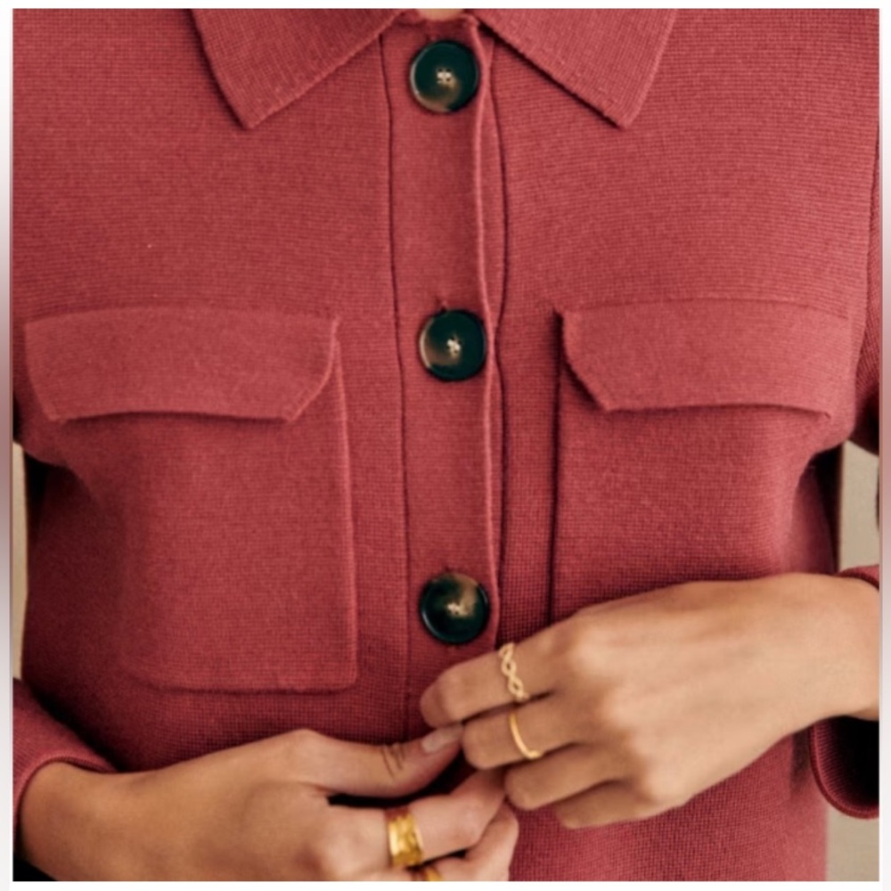 Sezane Betty Cardigan in Rosewood - Picture 6 of 7